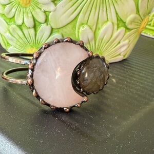 Handcrafted Boho Western Chic Copper Colored Natural Stone Clamper Bracelet